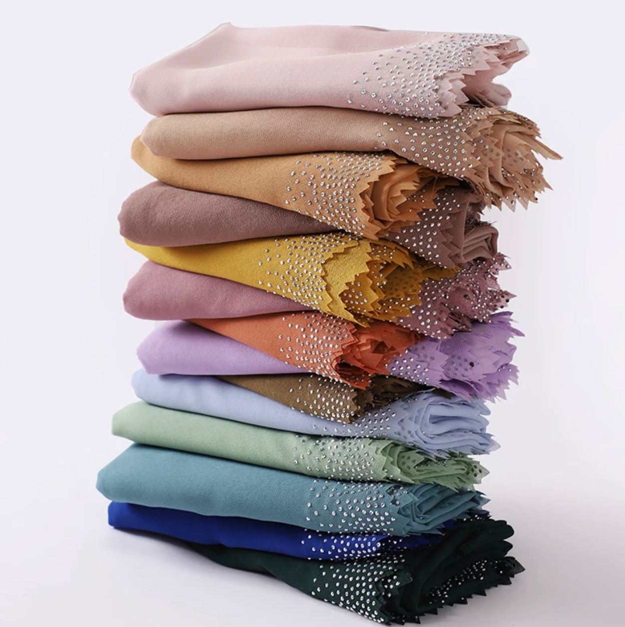 Chiffon rhinestone hijab scarf - 50 different color - size 185by 72- price 9.99 (1)