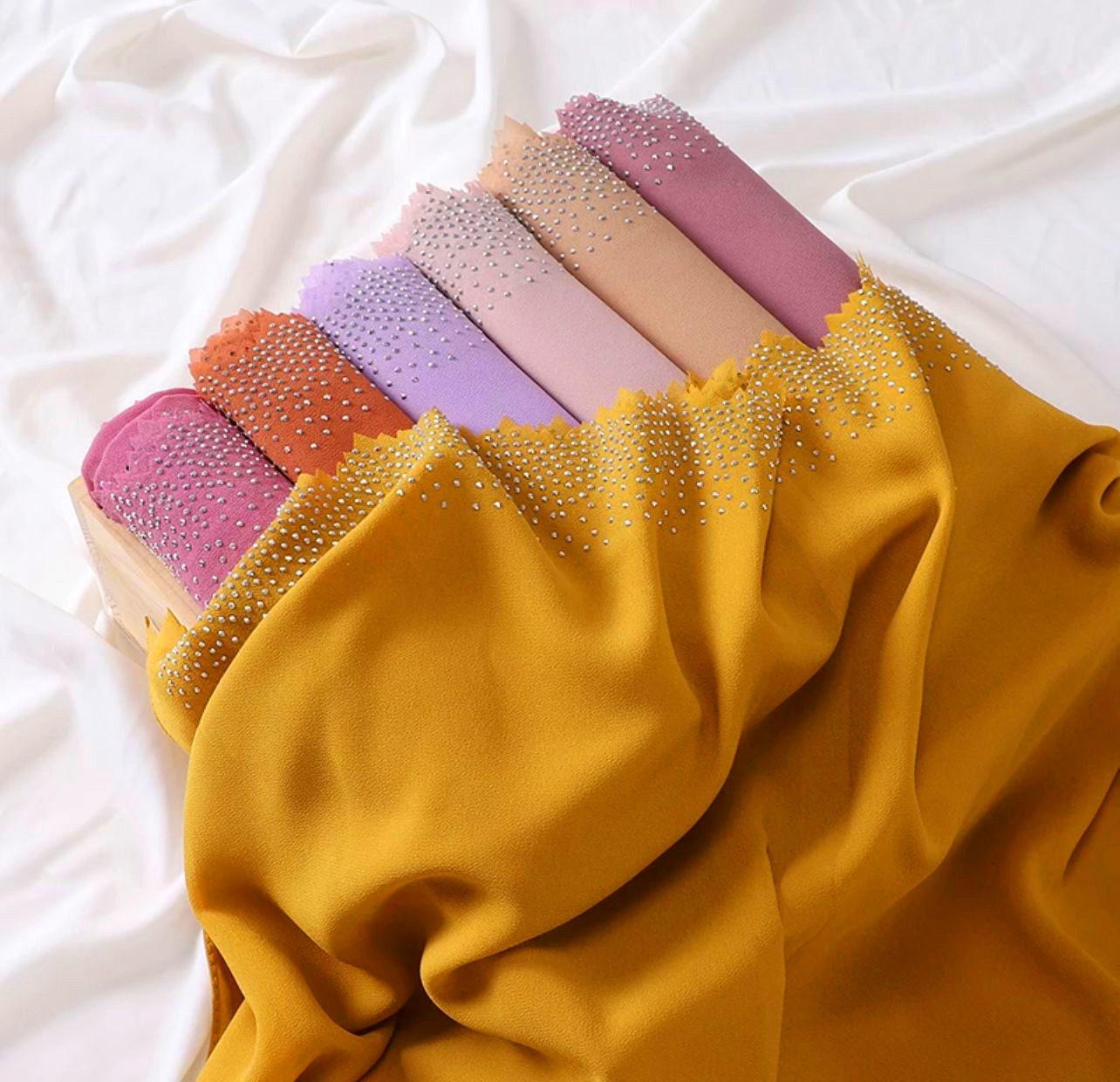 Chiffon rhinestone hijab scarf - 50 different color - size 185by 72- price 9.99 (3)
