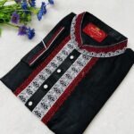 Embroidered Soft Cotton Panjabi - Black, S(4)