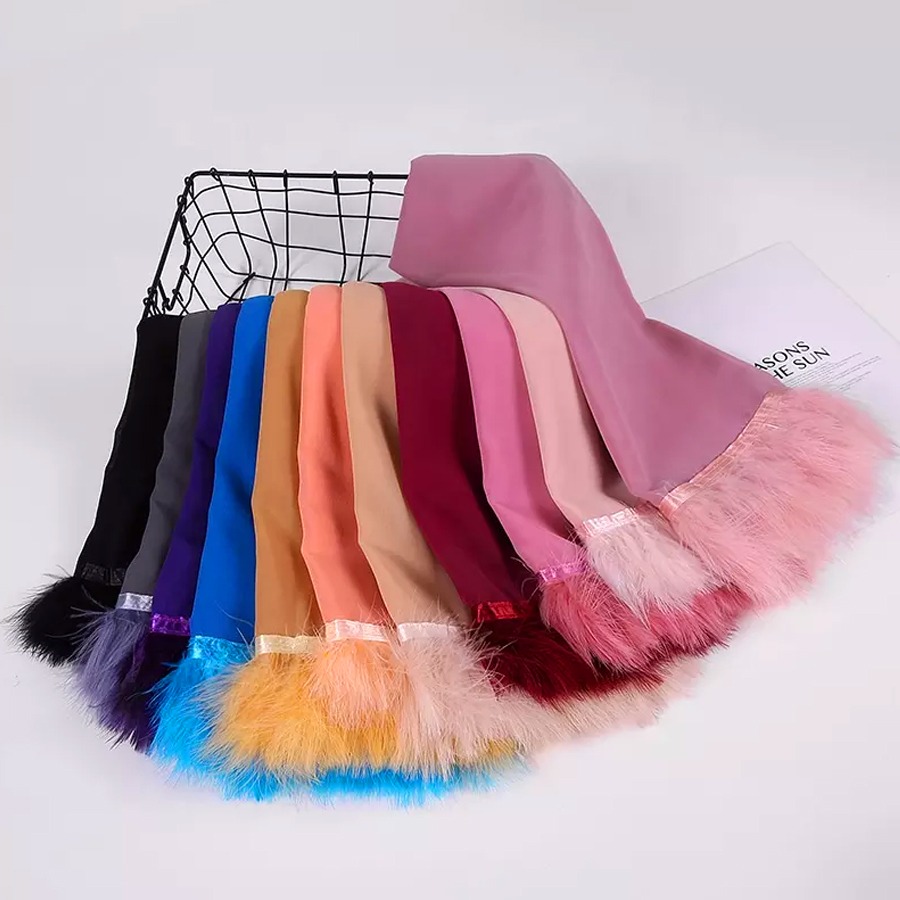 Soft Feather Chiffon Hijab -30 different color- size 195by90- price 9 (1)