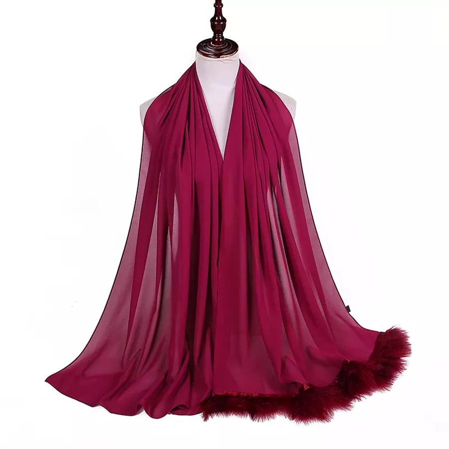 Soft Feather Chiffon Hijab -30 different color- size 195by90- price 9 (3)