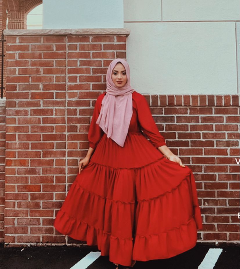 Red gown chiffon mexi dress